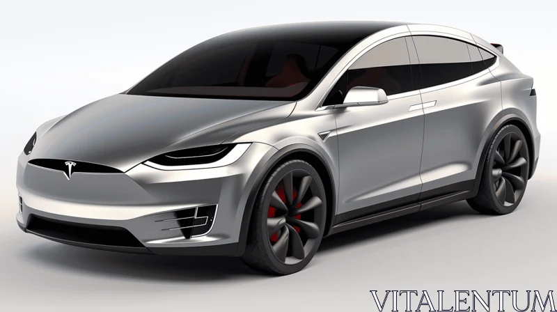 Tesla Model X Car Design - Dark Silver and Red AI Image