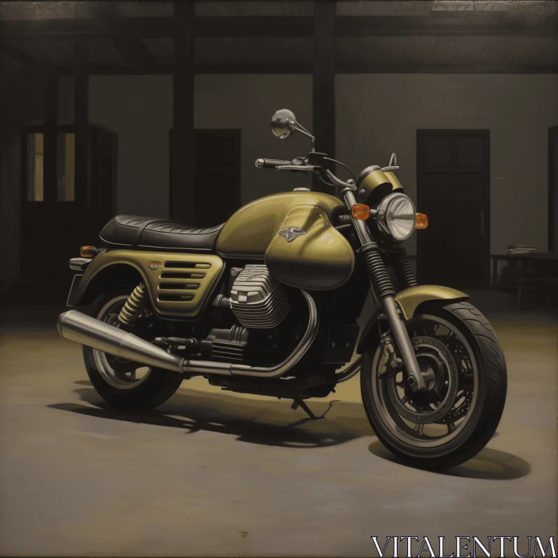 AI ART Captivating Motorcycle Painting in Dimly Lit Garage