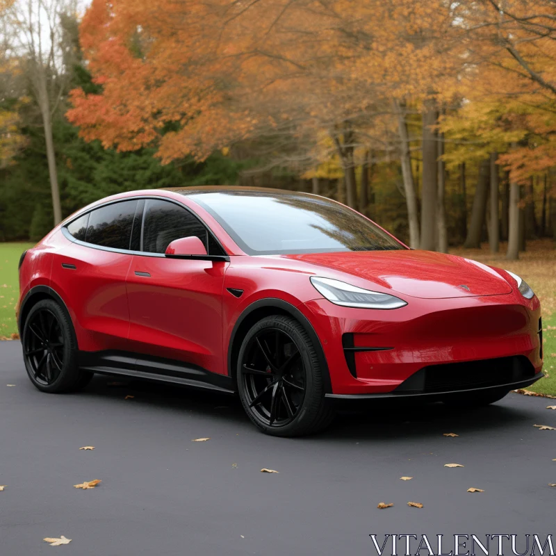 2020 Model Y - Hyper-realistic Pop Art in Vibrant Red AI Image