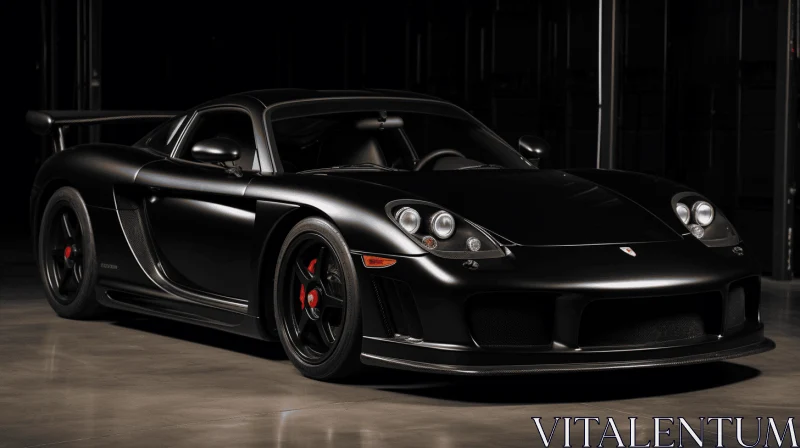 Captivating Black Sports Car in Dimly Lit Garage AI Image