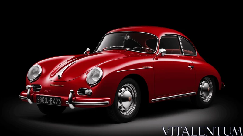 Captivating Red Porsche 356 Car on Dark Background | Hyperrealistic Art AI Image