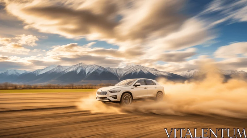 Captivating White SUV on a Majestic Journey | Dynamic Energy Flow AI Image