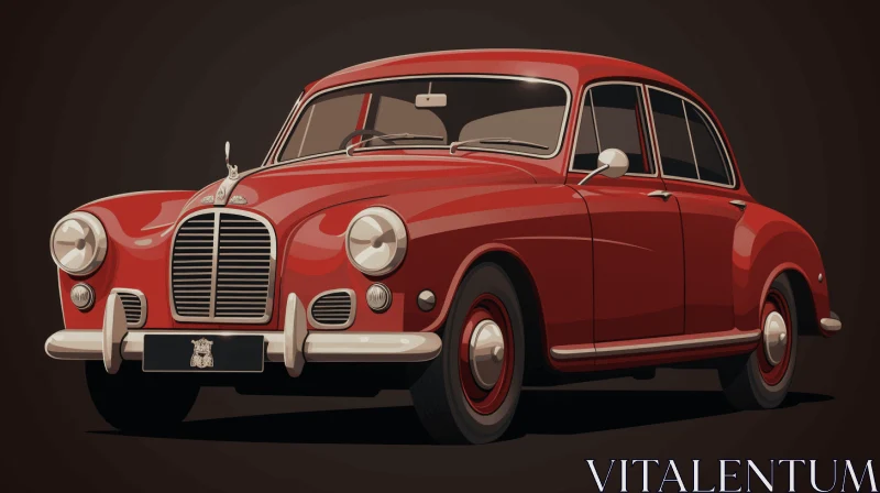 Classic Red Car Illustration on Brown Background | Detailed Character Art AI Image