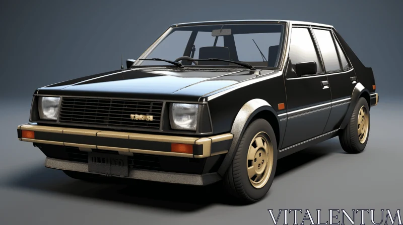 Black and Gold Car: Anime Aesthetic from the 1980s AI Image