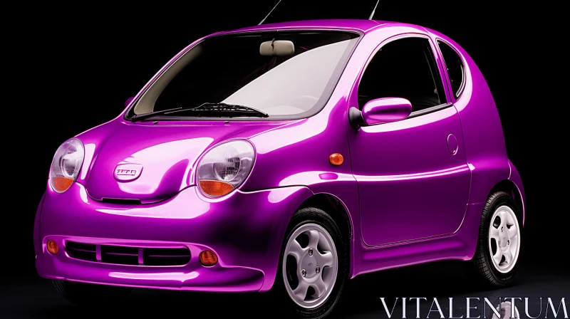 Captivating Purple Nissan Car on Black Background - Glamorous Kitsch Art AI Image