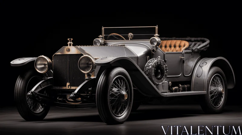 Intricate and Opulent Vintage Car Artwork on a Black Background AI Image