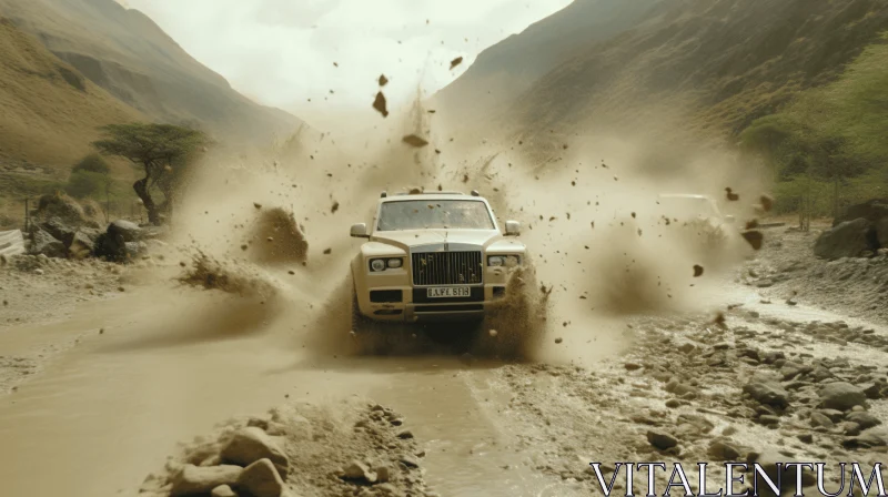 Luxurious Mud-Filled Road: Immersive Jeep Action Scene AI Image