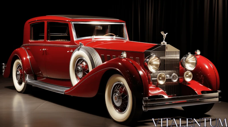 Captivating Red Antique Car Artwork | Streamlined Forms & Gothic Grandeur AI Image