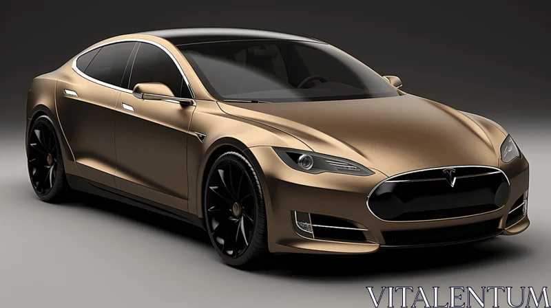 Gilded Excellence: A Captivating 3D Rendering of a Tesla Model S AI Image
