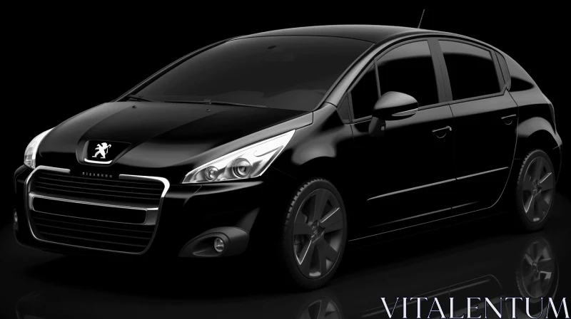 Black Peugeot Car on a Black Background | Daz3d Style | High Contrast AI Image