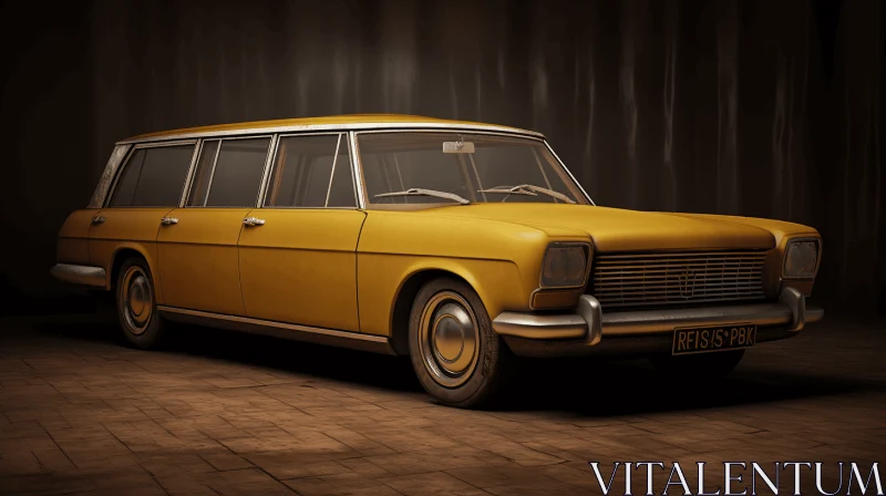 Dark Yellow Classic Car Model - Hyper-Realistic Rendering AI Image