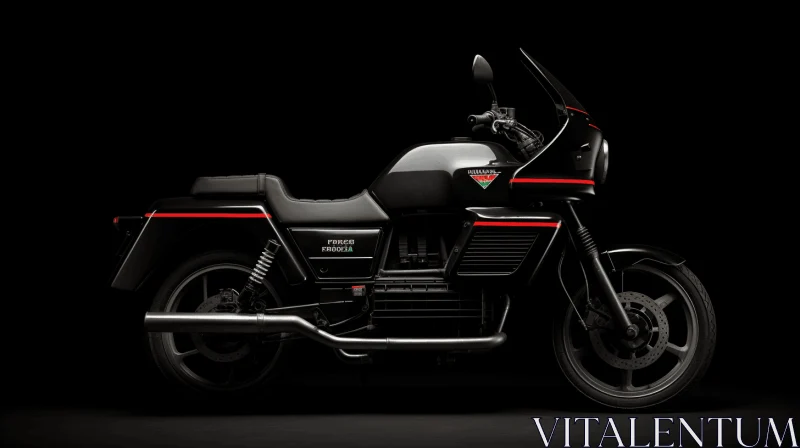 Sleek Black Motorbike on Dark Background | Minimalist Retouching AI Image