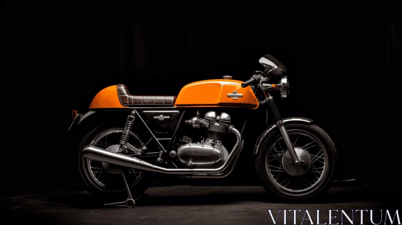 Captivating Orange and Black Motorcycle on a Striking Black Background AI Image