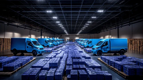 Mesmerizing Blue Truck Display in Warehouse - Multimedia Installations