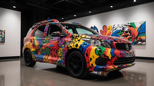 Exotic Car in Art Gallery with Vibrant Florals | Car Art