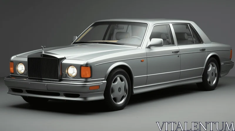 AI ART Meticulously Detailed Silver Car Rendering from the 1990s