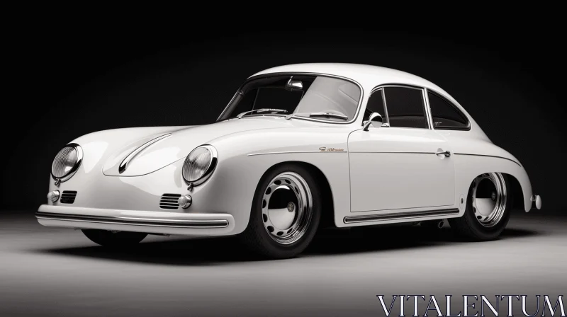 Timeless Elegance: White Vintage Porsche Car on Gray Background AI Image