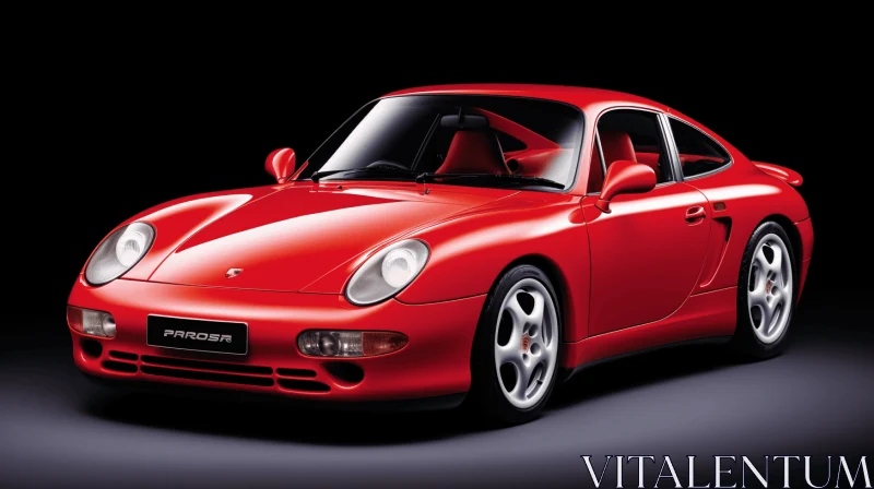 Red Porsche 911 on Dark Background | Elegant and Emotive Artwork AI Image