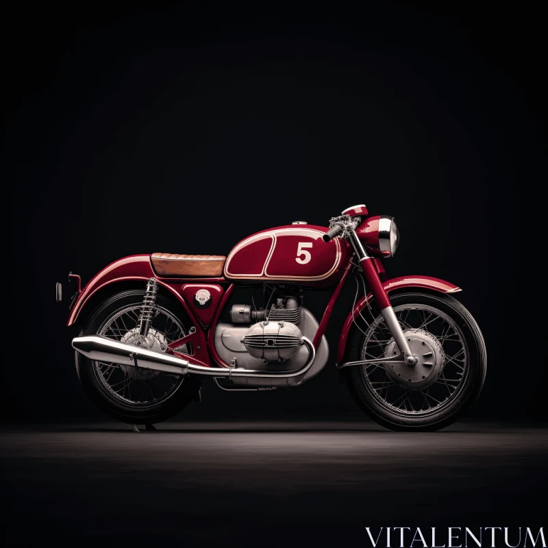 Timeless Elegance: Red Motorcycle on Black Background AI Image
