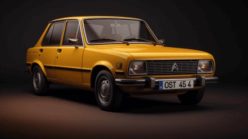 Vintage Yellow Car in a Dark Environment - Realistic and Hyper-Detailed Renderings