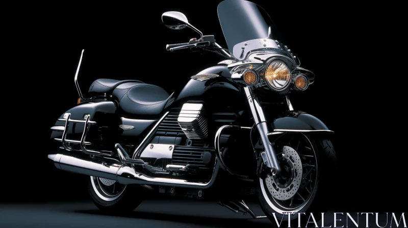 Black Motorcycle on Black Background | Silver and Emerald Colors AI Image