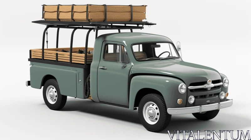 Vintage Pickup Truck with Wood and Crates - Realistic and Detailed Renderings AI Image