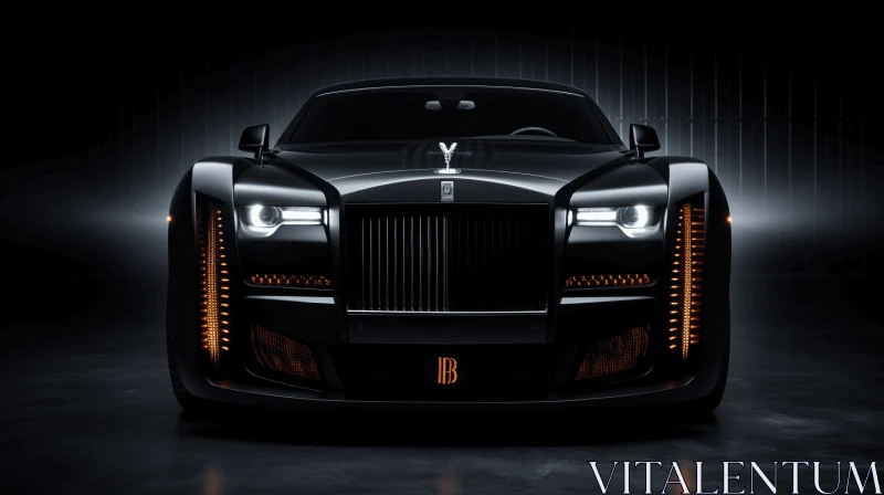 Gothic Surrealism: Rolls Royce Phantom in a Dark Room with Orange Lights AI Image