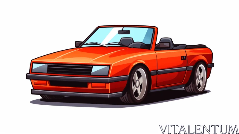 Red Convertible Car Icon Vector | Masterful Shading | 1980s Cartooncore AI Image