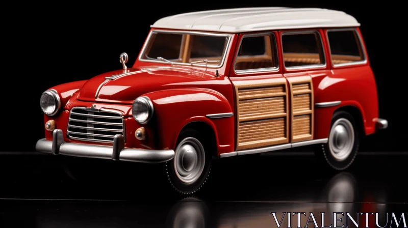 Captivating Wooden Model of a Car in Red on Glass | Artistic Craftsmanship AI Image