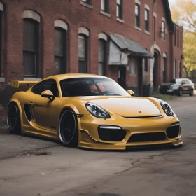 Golden Porsche Cayman Parked on Street | Lucid Developments