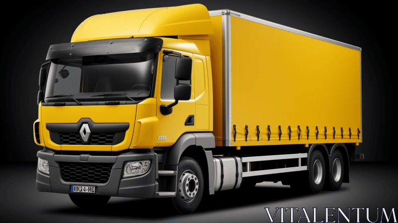 AI ART Luxurious Drapery: Captivating Image of a Yellow Container Truck