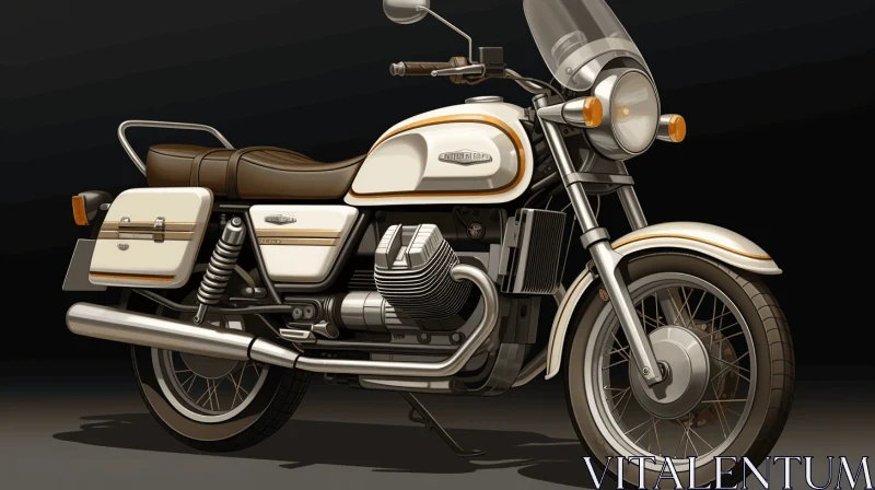 White and Brown Motorcycle on Dark Background | Detailed Sketching AI Image