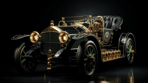 Opulent Gold and Black Car: A Spectacular Showcase of Vintage Craftsmanship