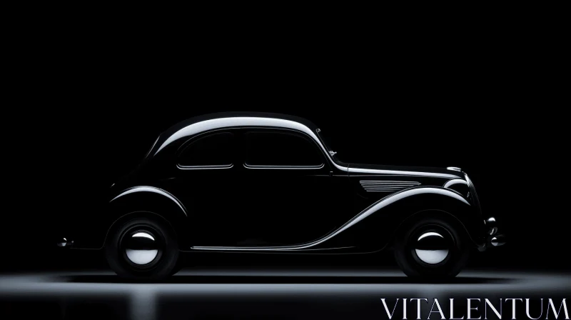 Vintage Black Car on Dark Background: Art Deco Inspired Design AI Image