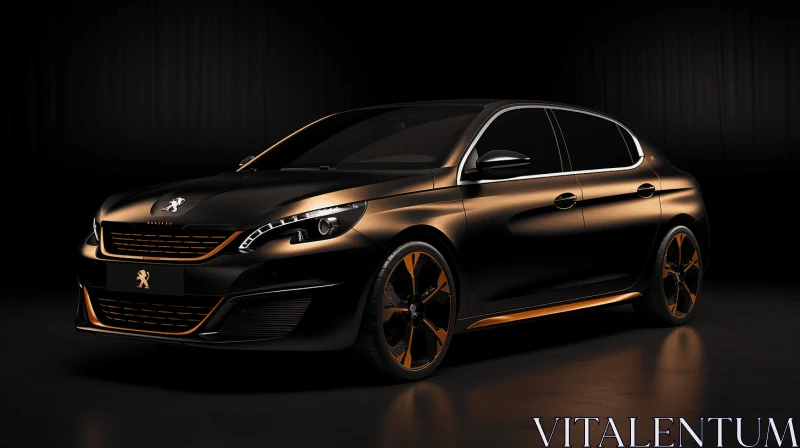 Black Car with Orange Stripes | Subtle Tonal Gradations | Precise Detailing AI Image