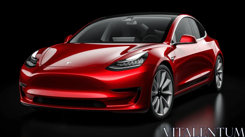 Captivating Hyperrealistic Artwork of a Red Tesla Model 3 AI Image