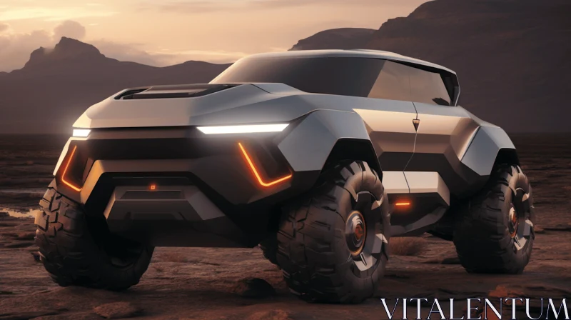 Off-Road Vehicle Concept in Dark Silver and Light Orange AI Image