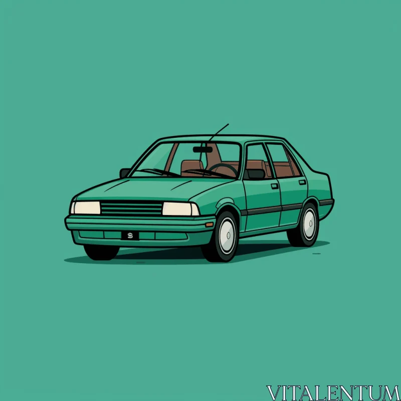 Pixel Perfect Green Car Illustration from the 1980s AI Image