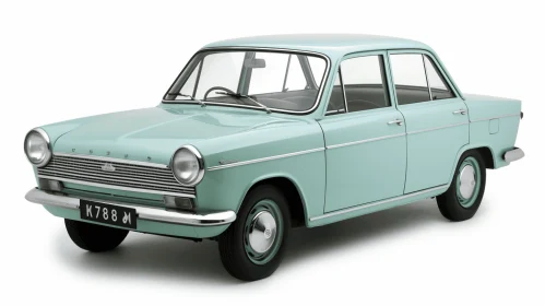 Vintage Mint Green Model Car | Realistic Rendering