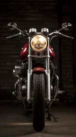 Captivating Red Motorcycle in a Dark Room | Polished Craftsmanship