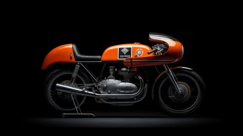 Captivating Orange Motorcycle against Dark Background | Vintage-inspired Design