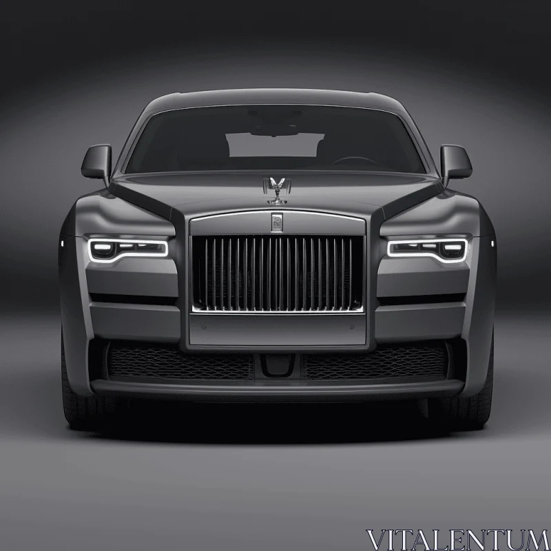 Black Rolls Royce in Gray Background: Monochromatic Symmetry AI Image