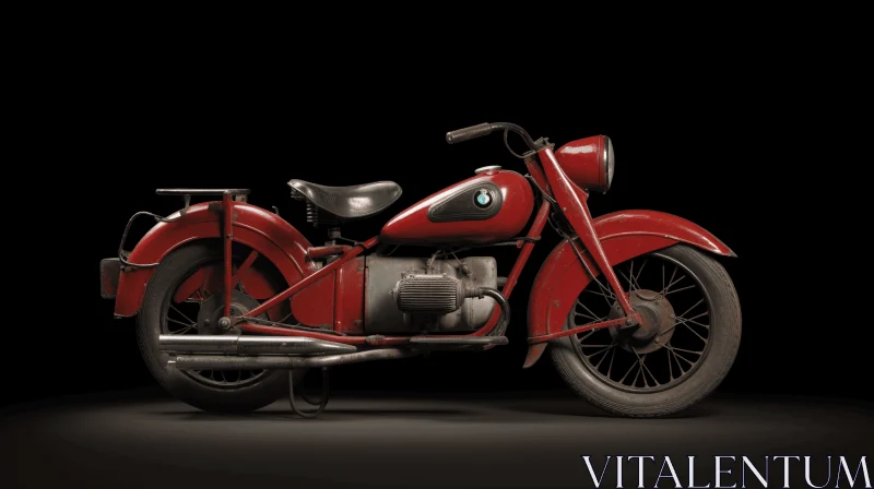Vintage Red BMW Motorcycle on Dark Background | Farm Security Administration Aesthetics AI Image