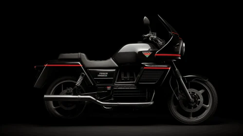 Sleek Black Motorbike on Dark Background | Minimalist Retouching