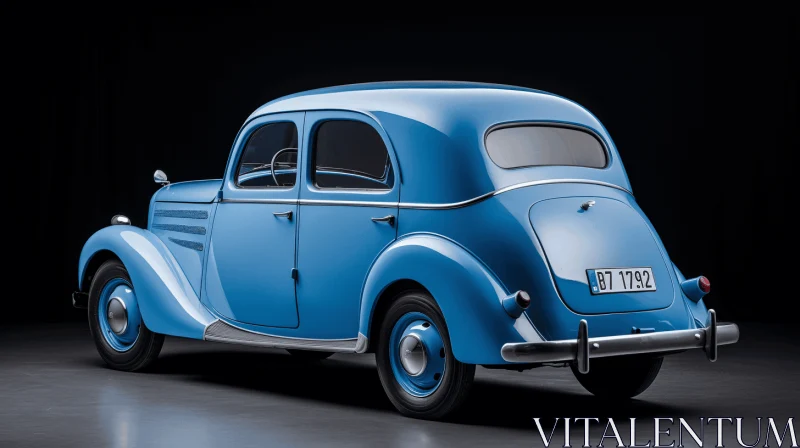 Blue Car on Black Background - Vienna Secession Style AI Image