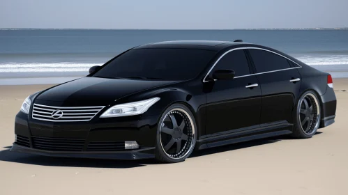 Black Car on Beach: Refined Elegance and Japanese Inspiration