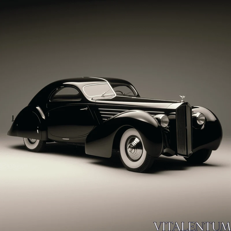Elegant Black Vintage Car with Chrome Accents | Art Deco Style AI Image