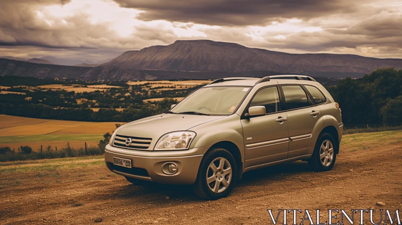 Gray SUV Parked on a Dirt Road - Indigenous Culture and Classical Elegance AI Image