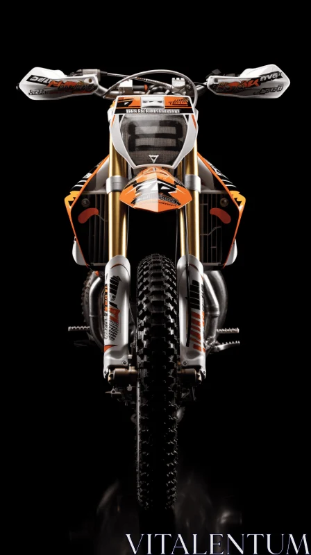 Intense Close-Ups of a Vibrant Orange and Black Dirt Bike | Avant-Garde Design AI Image