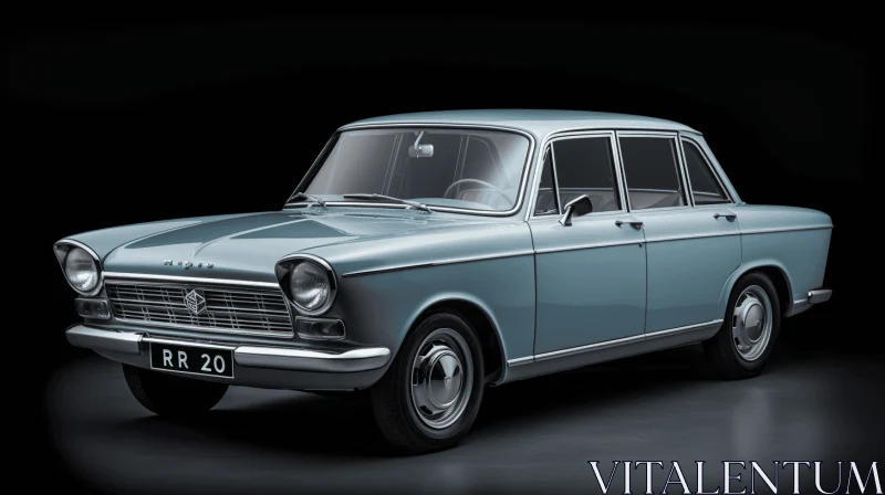 Vintage Blue British Car on Dark Background | Artistic Photography AI Image
